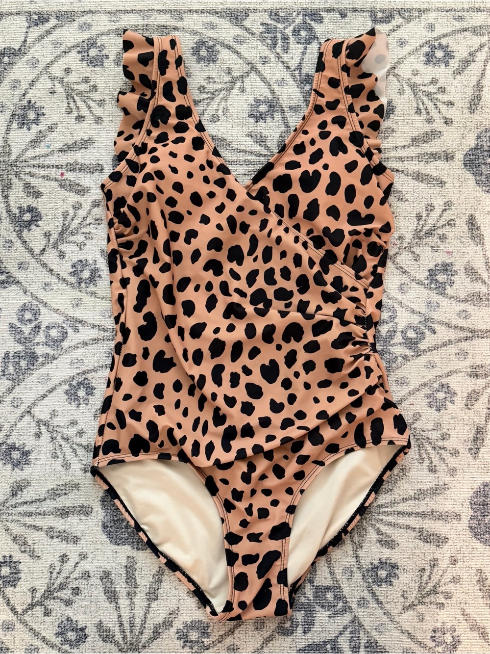Cheetah Print Cross Over One Piece Swimsuit